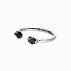 Bangle bracelet with two oval faceted black crystals